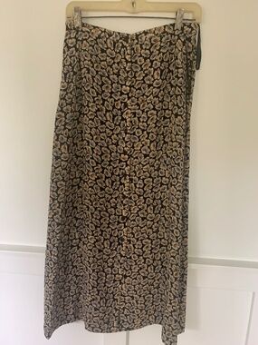Black and Tan Floral Midi Skirt